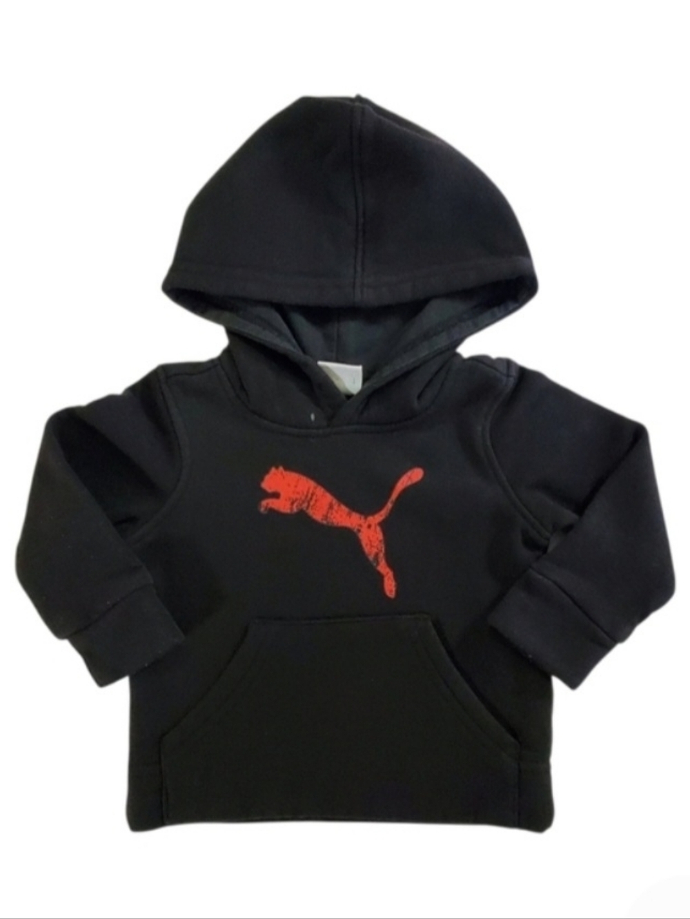 K1381 * Puma Boys Big Cat Logo Hoodie Pullover Black Size 3/6M
